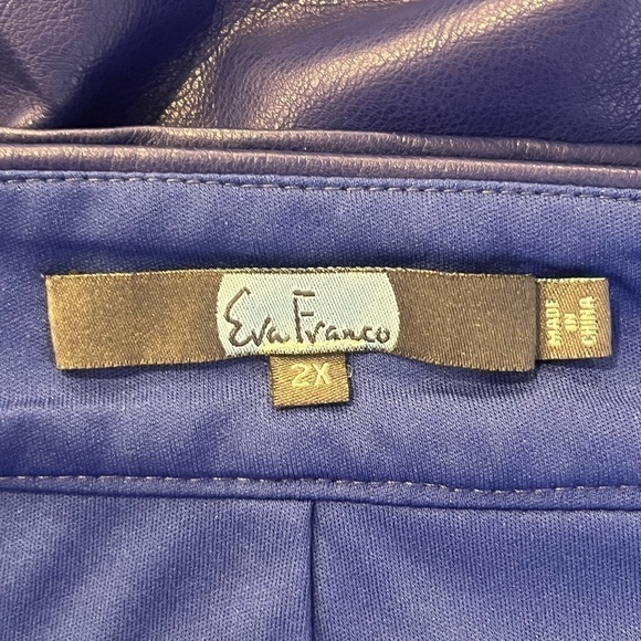 EVA FRANCO Royal Blue Faux Leather Midi Skirt - Picture 4 of 6